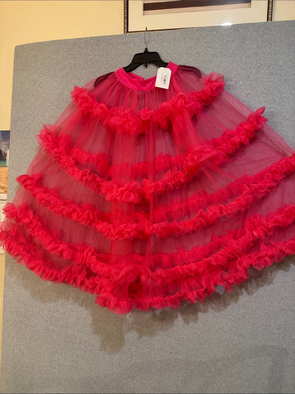 Women's Hot Pink Layered A-Line Tulle top